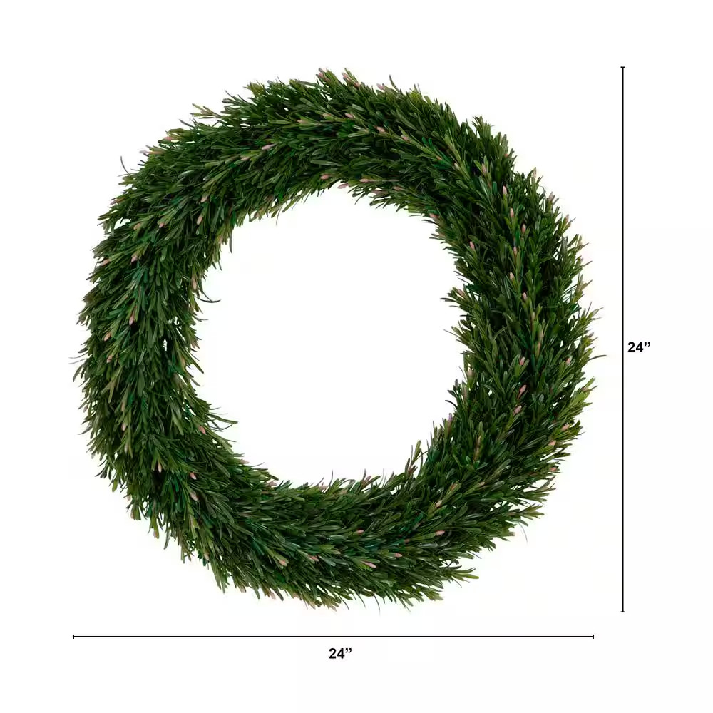 24 In. UV Resistant Rosemary Artificial Wreath (Indoor/Outdoor)