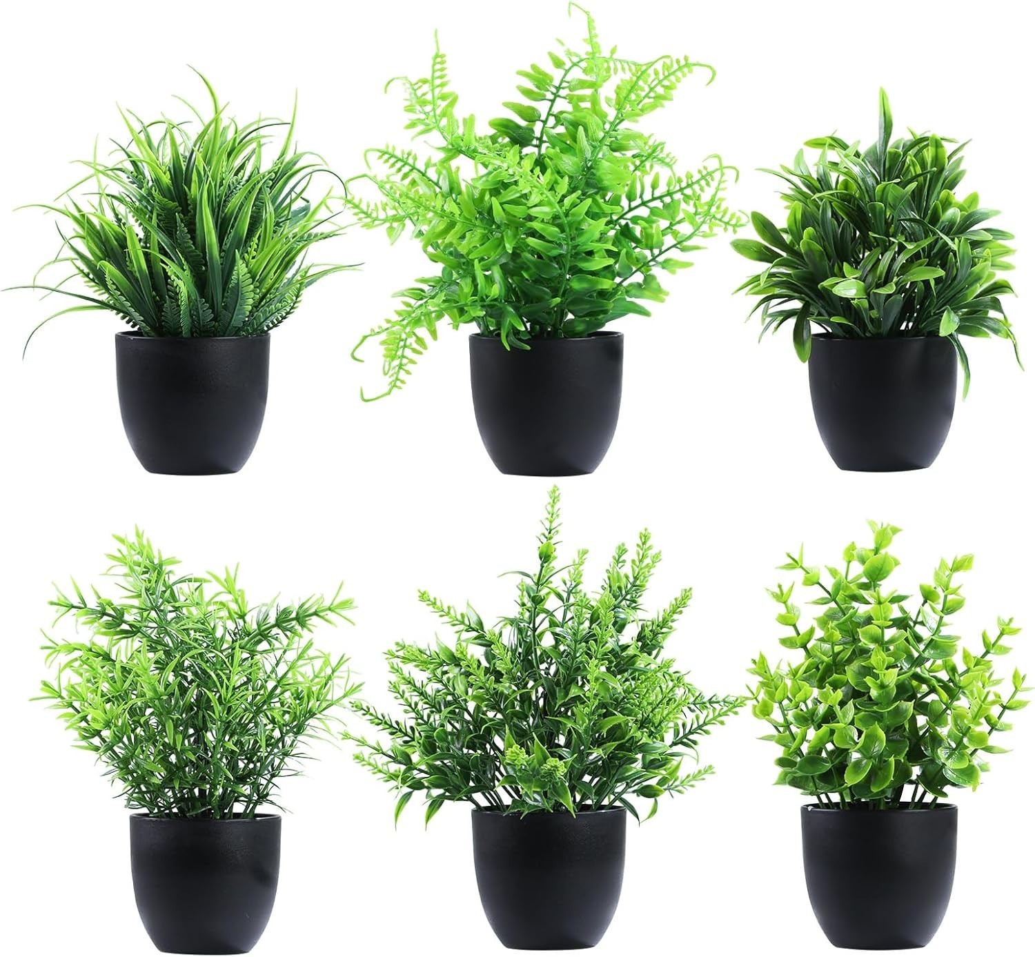 Fake Plants 6 Packs Artificial Plants Small Faux Plants Black/White Bathroom