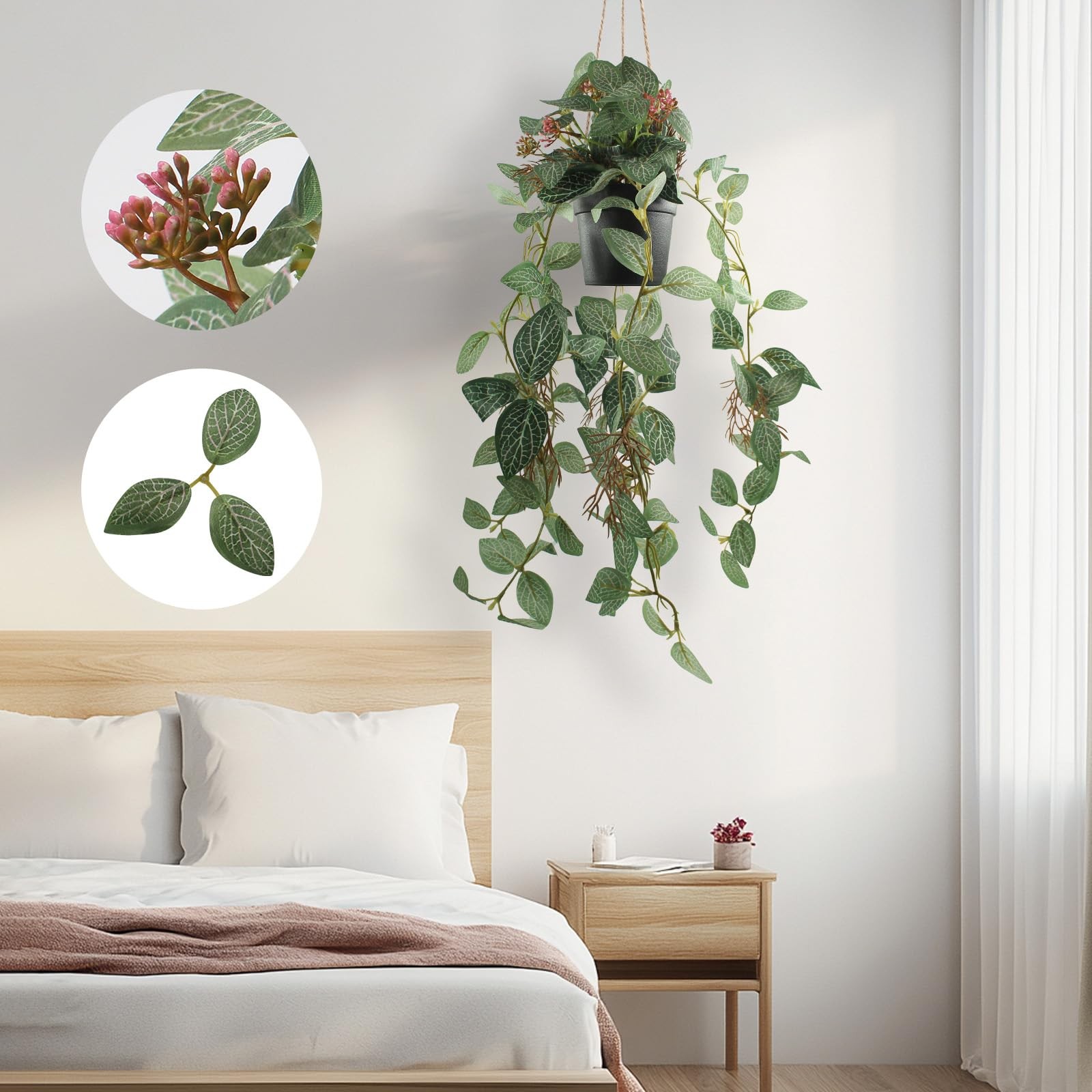 Artificial Hanging Ivy Plants Realistic 3D Watermelon Texture with Flower Bud…