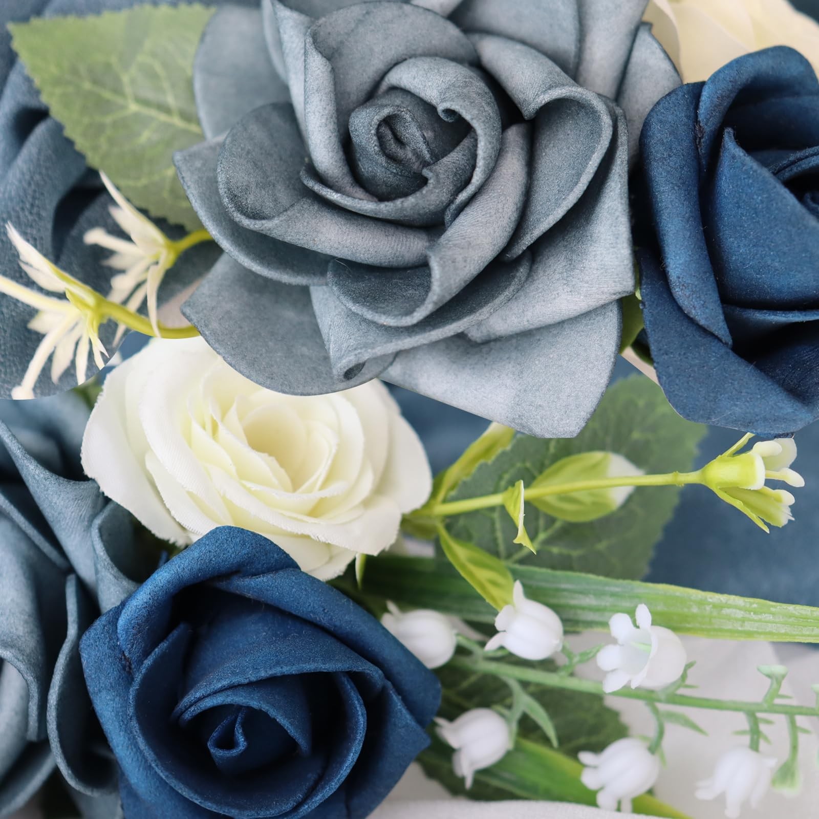 Pocket Boutonniere Men Dusty Blue Rose Flowers Groom Wedding Prom Party