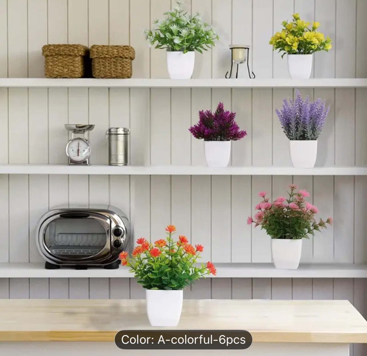 6 Sets Of Artificial Flower Pots For Office And Home Decoration