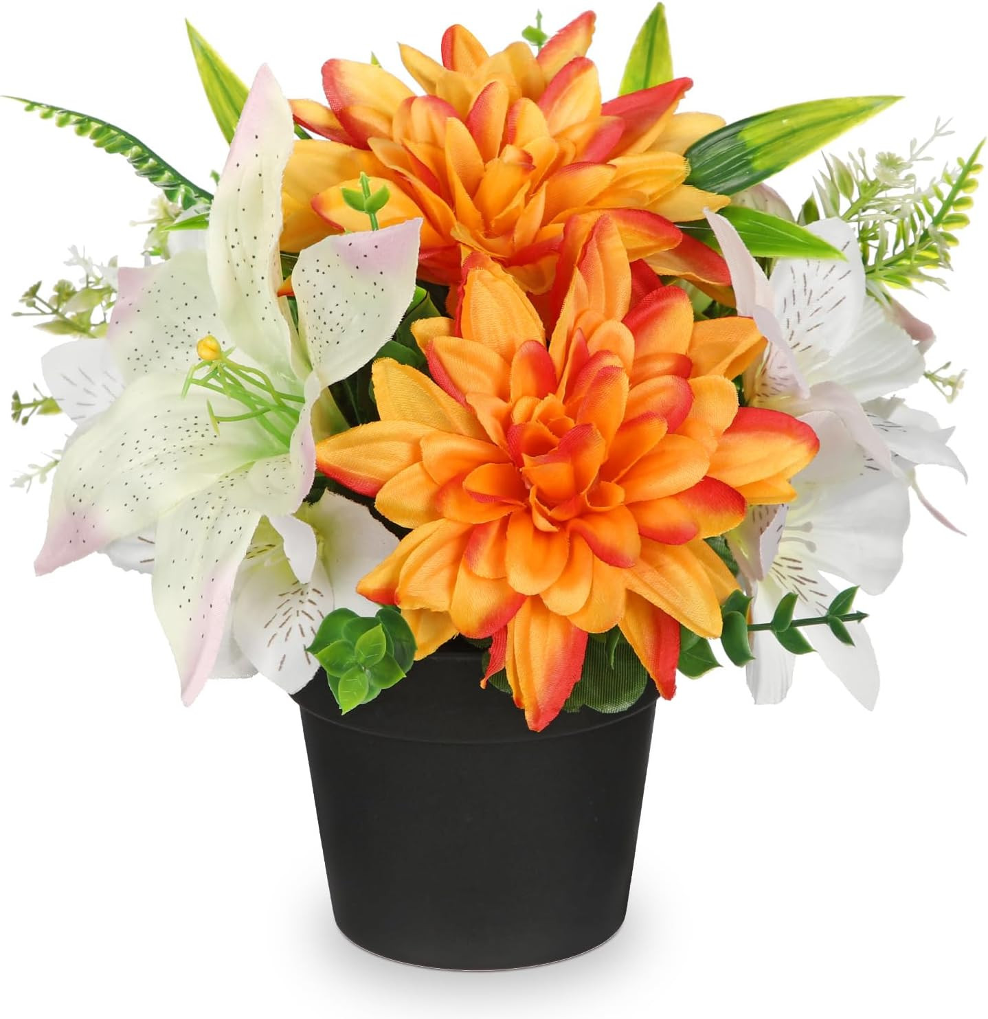 Yellow Artificial Flowers Small Fake Flowers in Vase Peonies Dahlia Tiger Lily P