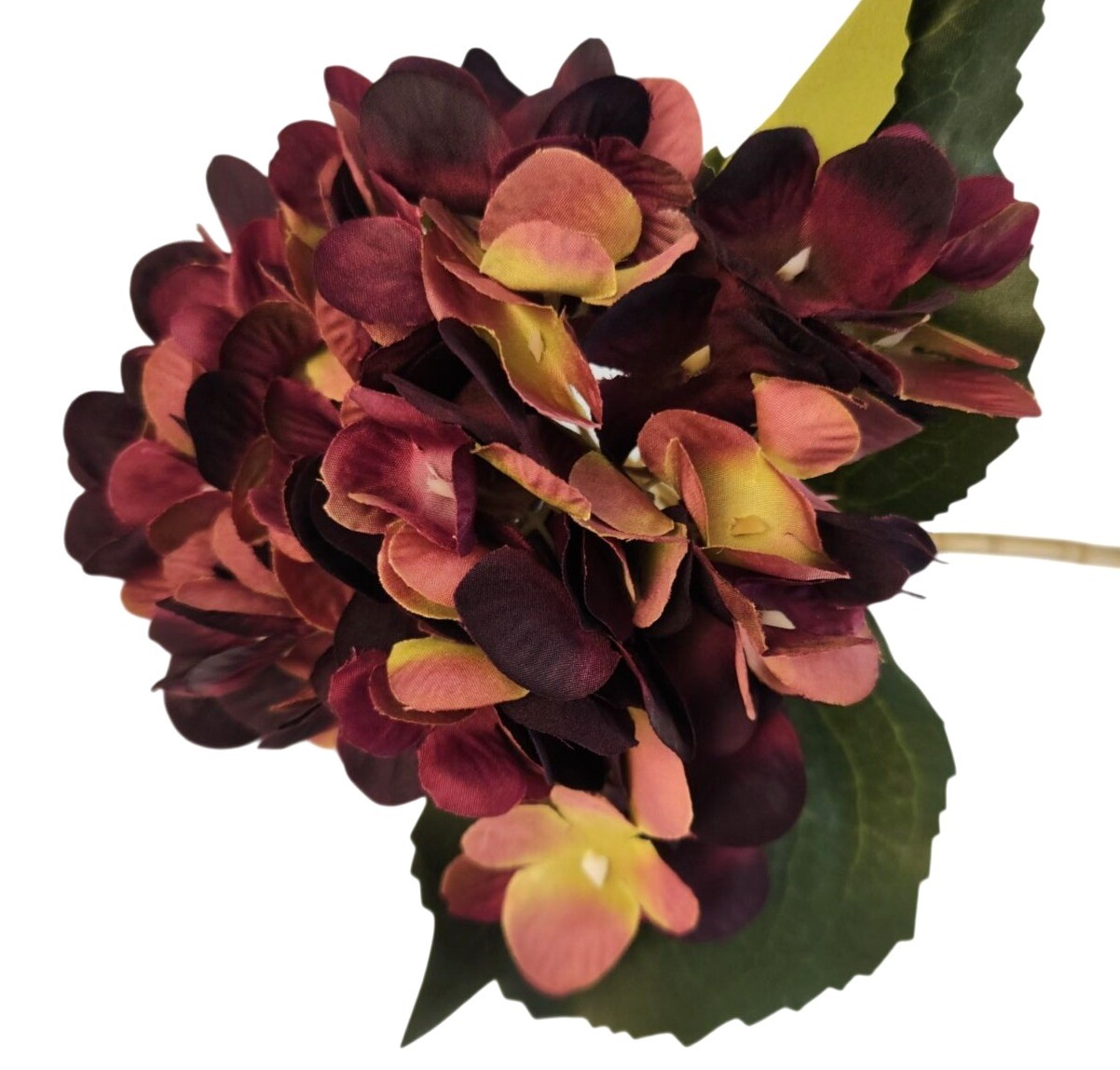 Plum Mauve Faux Hydrangea Stem 18 Inch Wedding Artificial Silk Flower Moody Deco