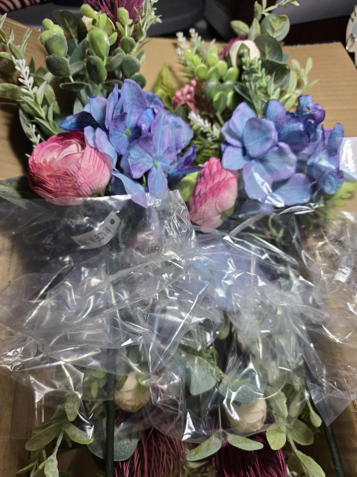Valerie Parr Hill Rose, Ranunculus & Hydrangea Picks. Set Of 4 NIB. SOLD OUT.