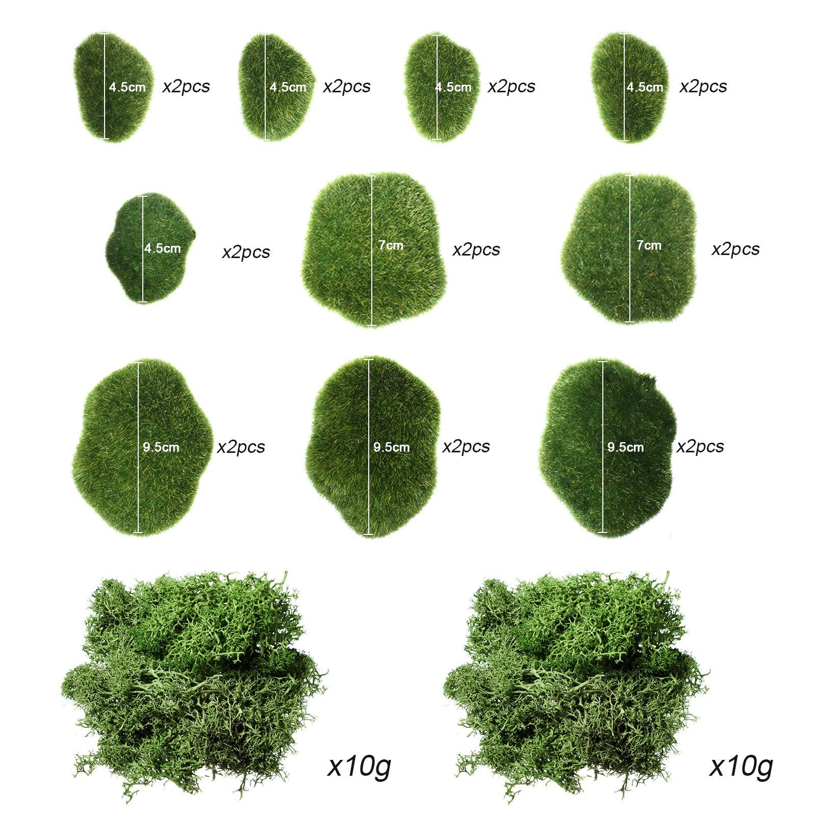 20 Pcs Artificial Moss Rocks – Decorative Faux Green Stones for Crafts & Gardens