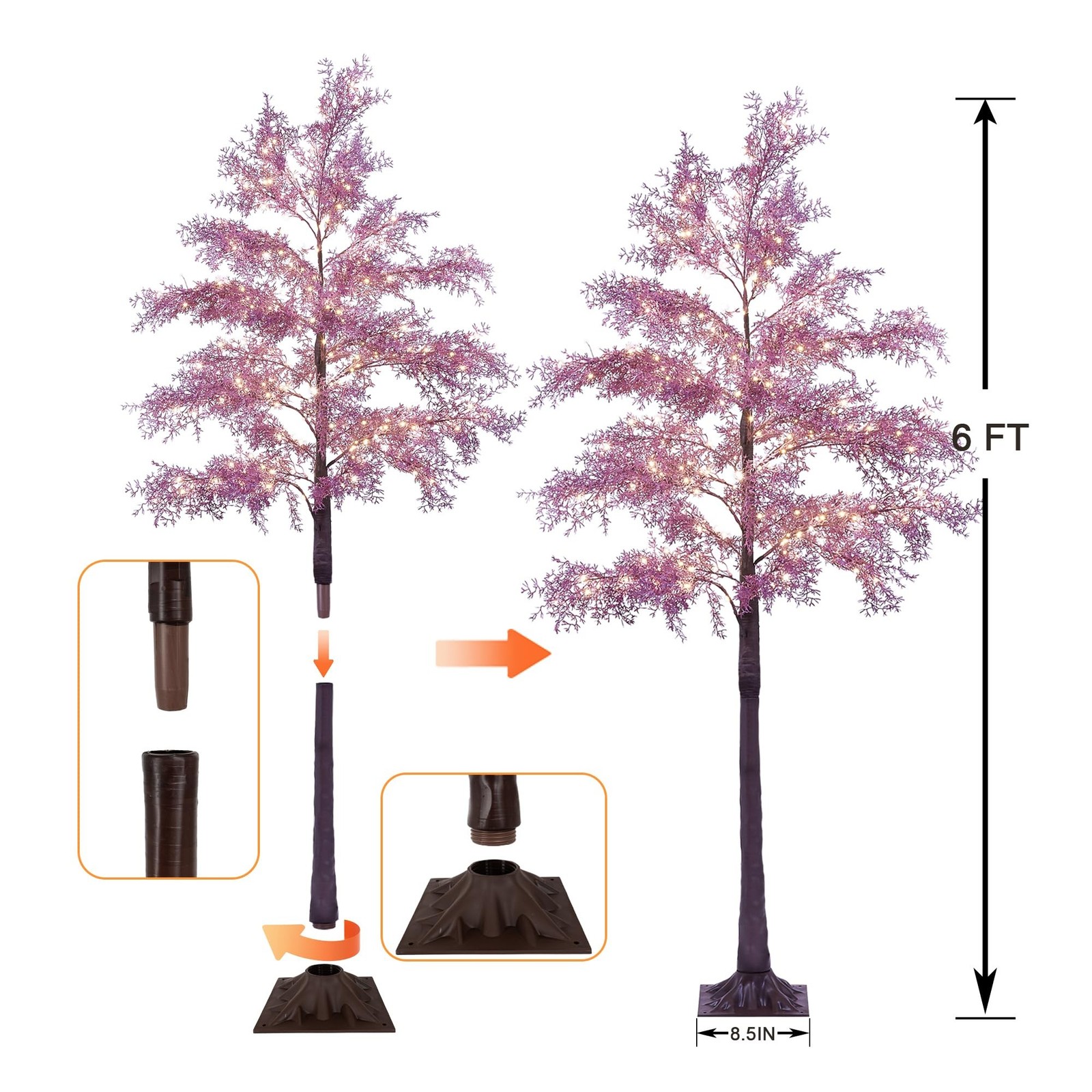 Lightshare 6FT 276L Lighted Coral Tree Artificial Plant, Faux Plant Tree Warm
