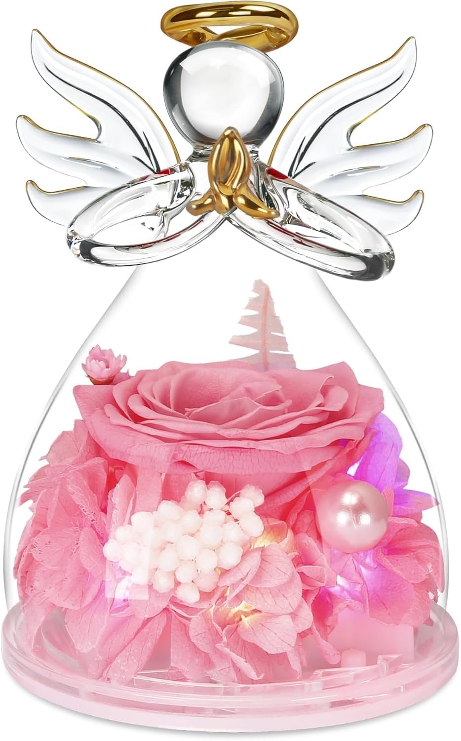 Heartfelt Angel Rose Gifts – Light-Up Glass Figurines for Women, Moms, & Sisters