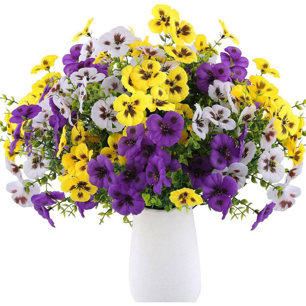 14.18 In. Artificial Silk Pansies Flowers for Outdoor Indoor, 18 Pcs, Multicolor