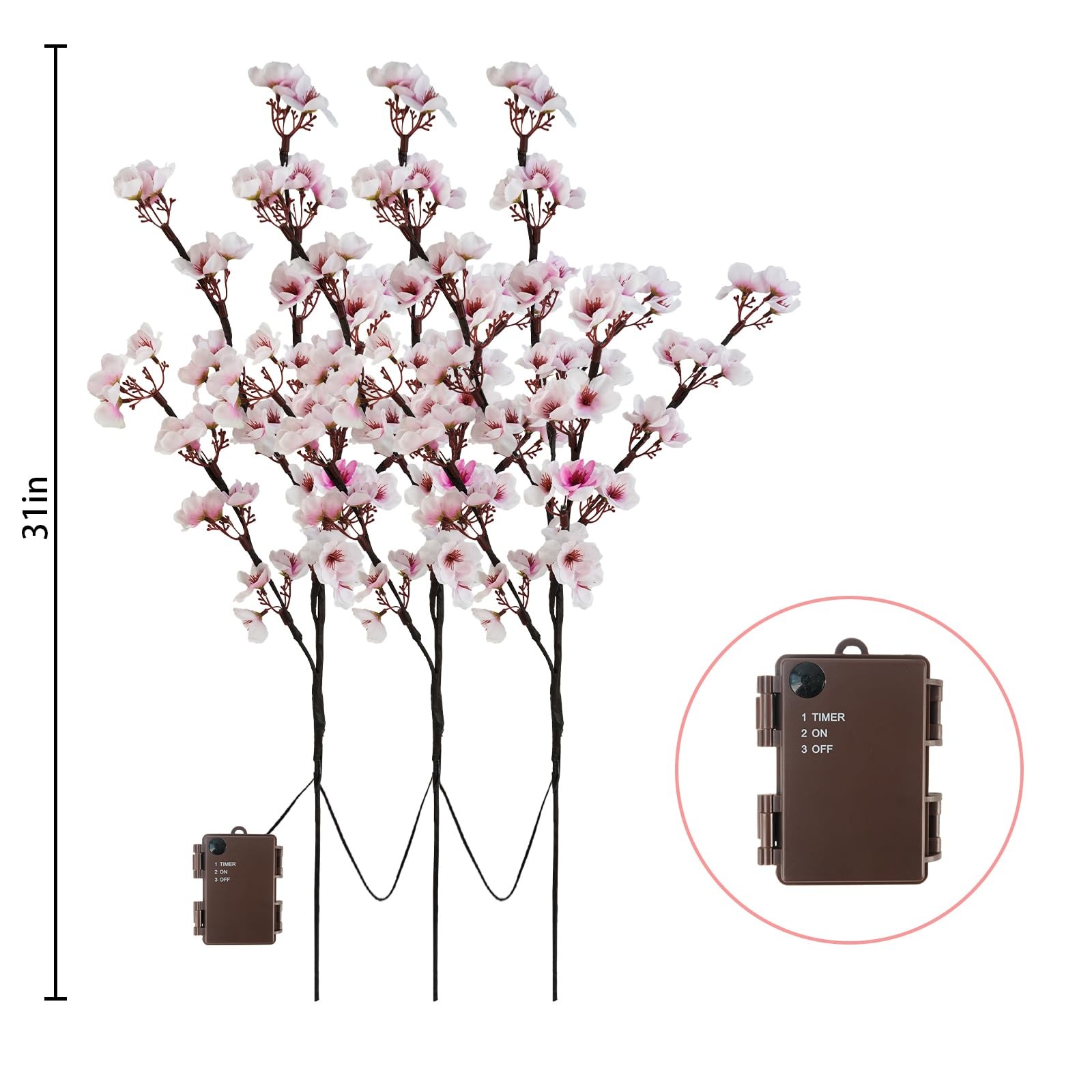 3PCS Lighted Cherry Blossom Branches, 30in Artificial Cherry Blossom Flowers …