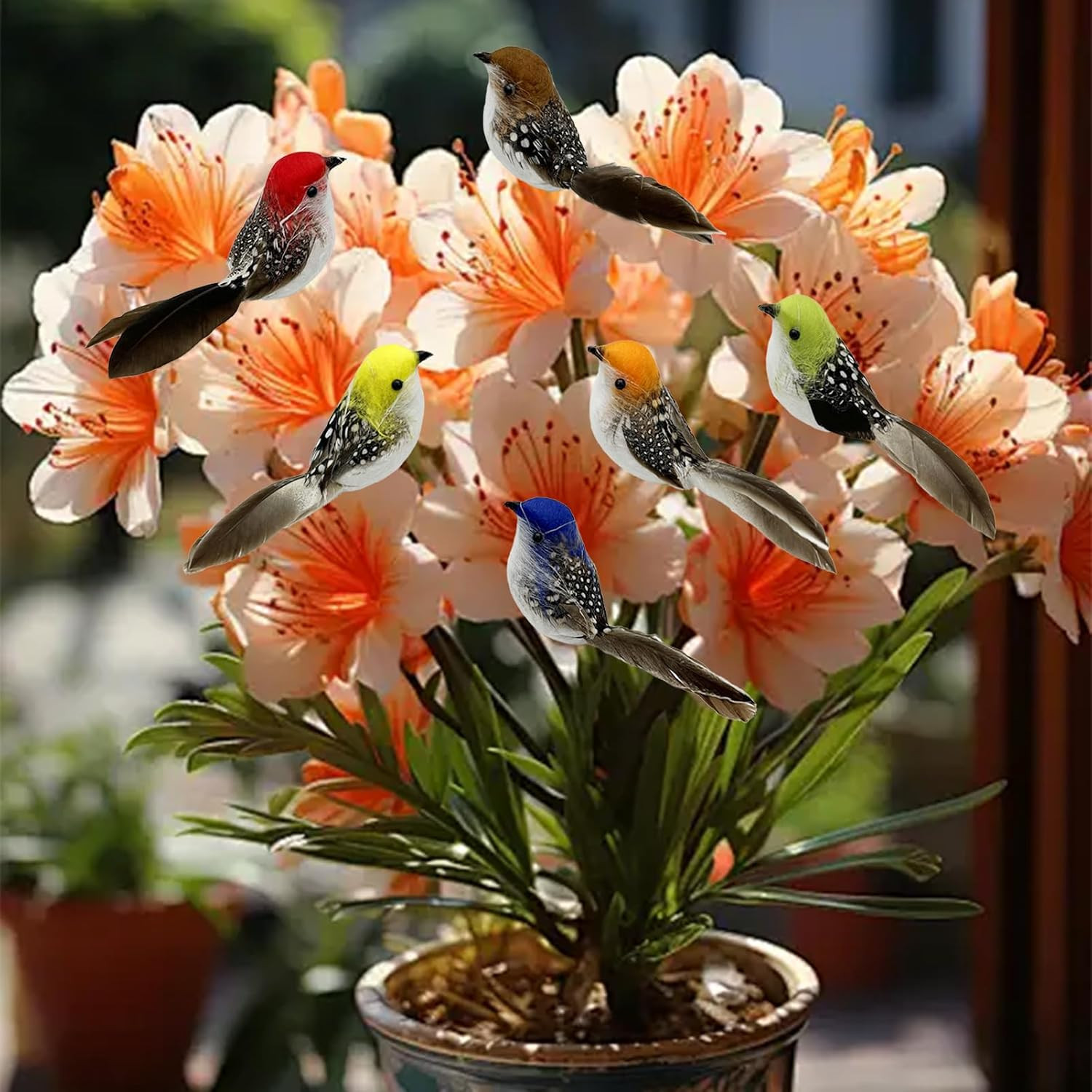 6Pcs Artificial Spring Birds Clip on Colorful Bird for Crafts Tree