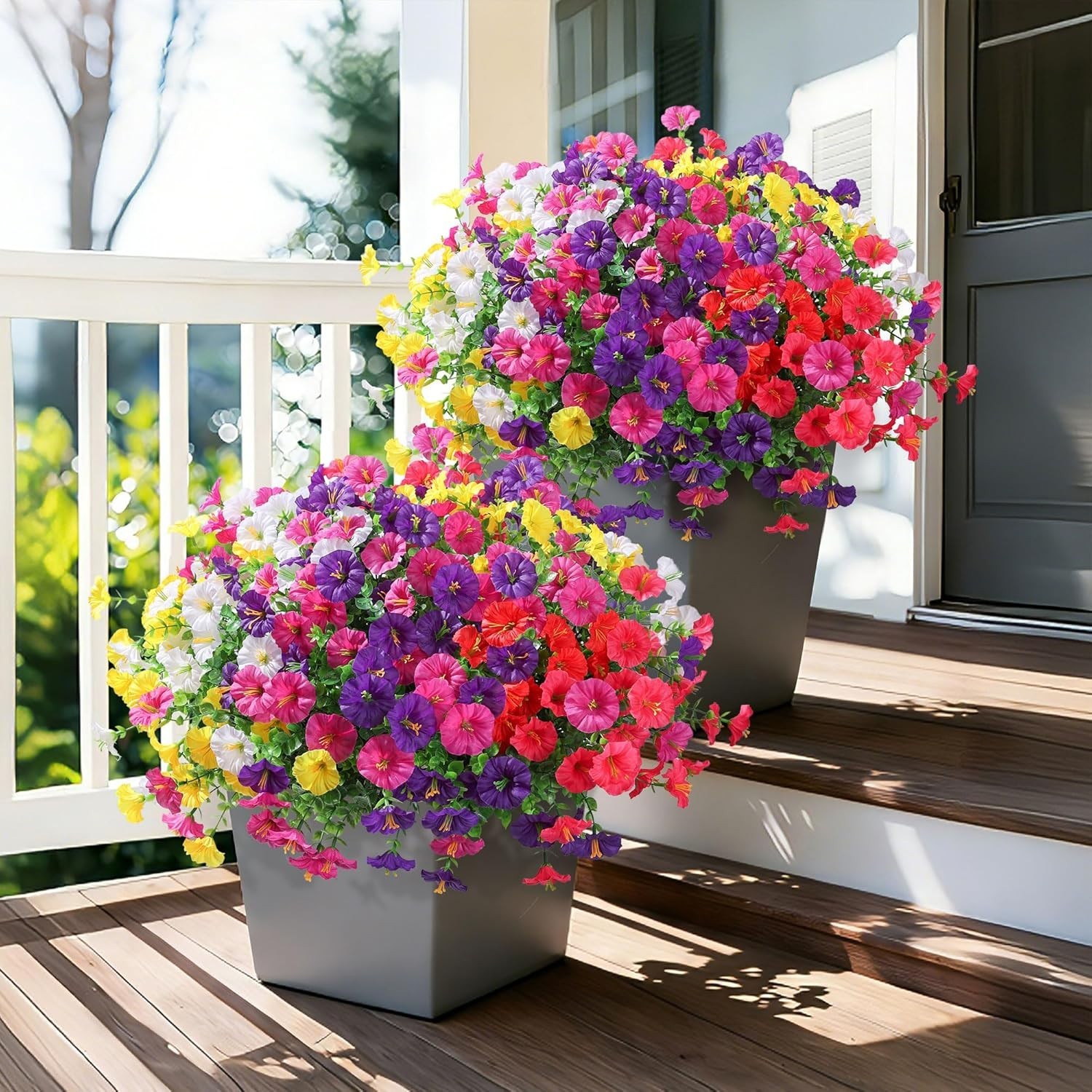 24 Bundles Artificial Flowers for Outdoors Spring Plants Outdoor Decor, Faux …