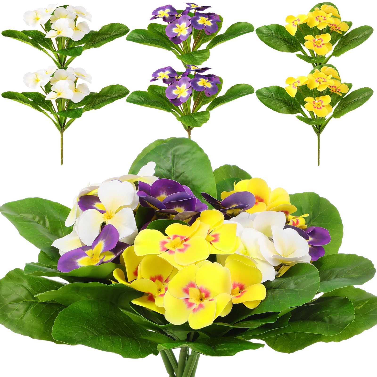 6 Pcs Summer Artificial Pansies for Outdoors, 9. 84 Inches Artificial Primros…