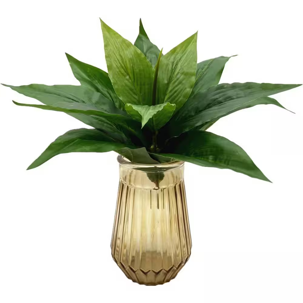 1 In. Green Artificial Shrub Indoor/Outdoor Agave Plant Faux Grass Decorative Bu