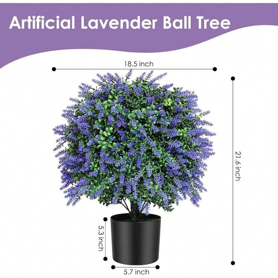 Artificial Plants Outdoor 21 6 Topiary Ball Trees Lavender 2 Front Porch Faux