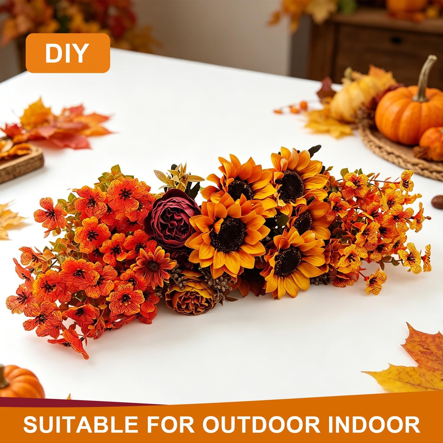 6 Bundles Artificial Fall Flowers Bouquet with Daisy, Set 2