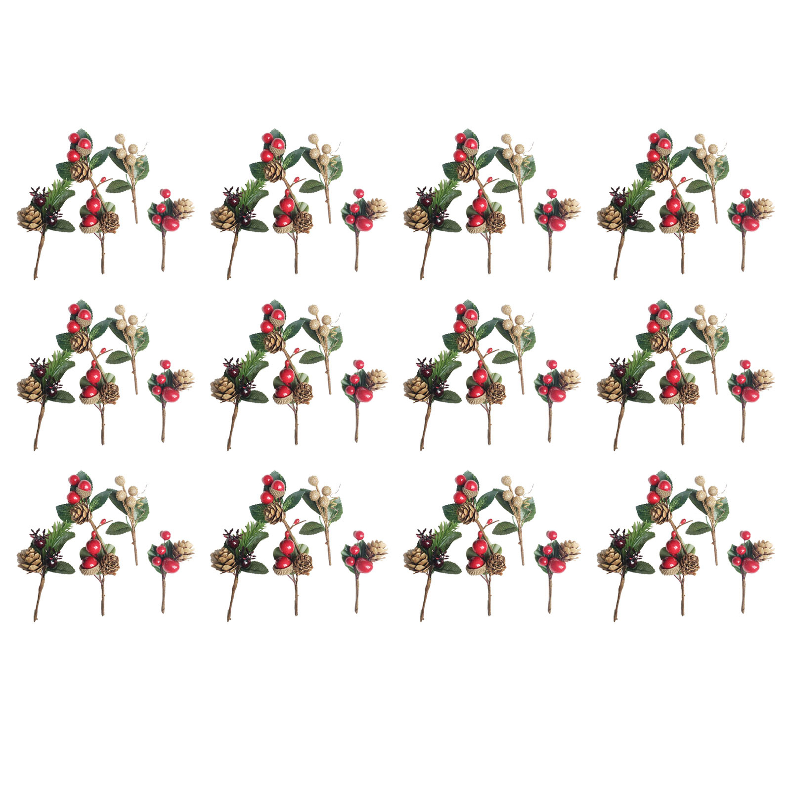 Artificial Flowers Red Berries Pine Cones for Gift Package Wedding Party