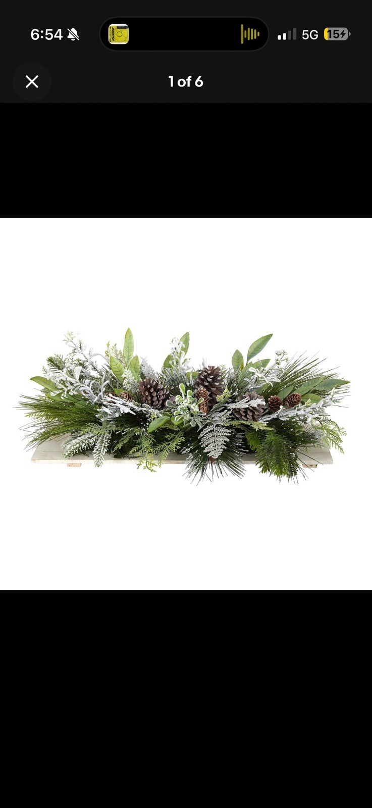 Nearly Natural 26″ Flocked Winter Christmas Arrangement on Wood Cutting Board