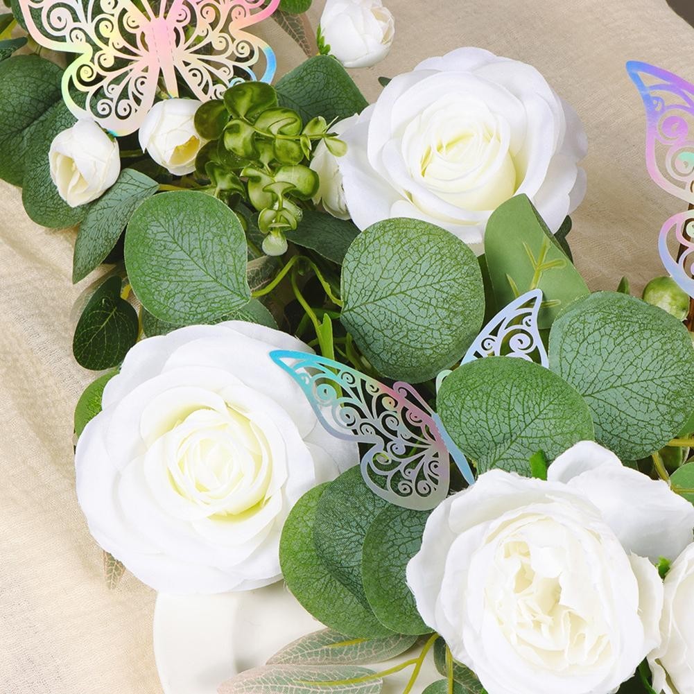 180cm Artificial Flower Garland with Decorative Butterflies for Events