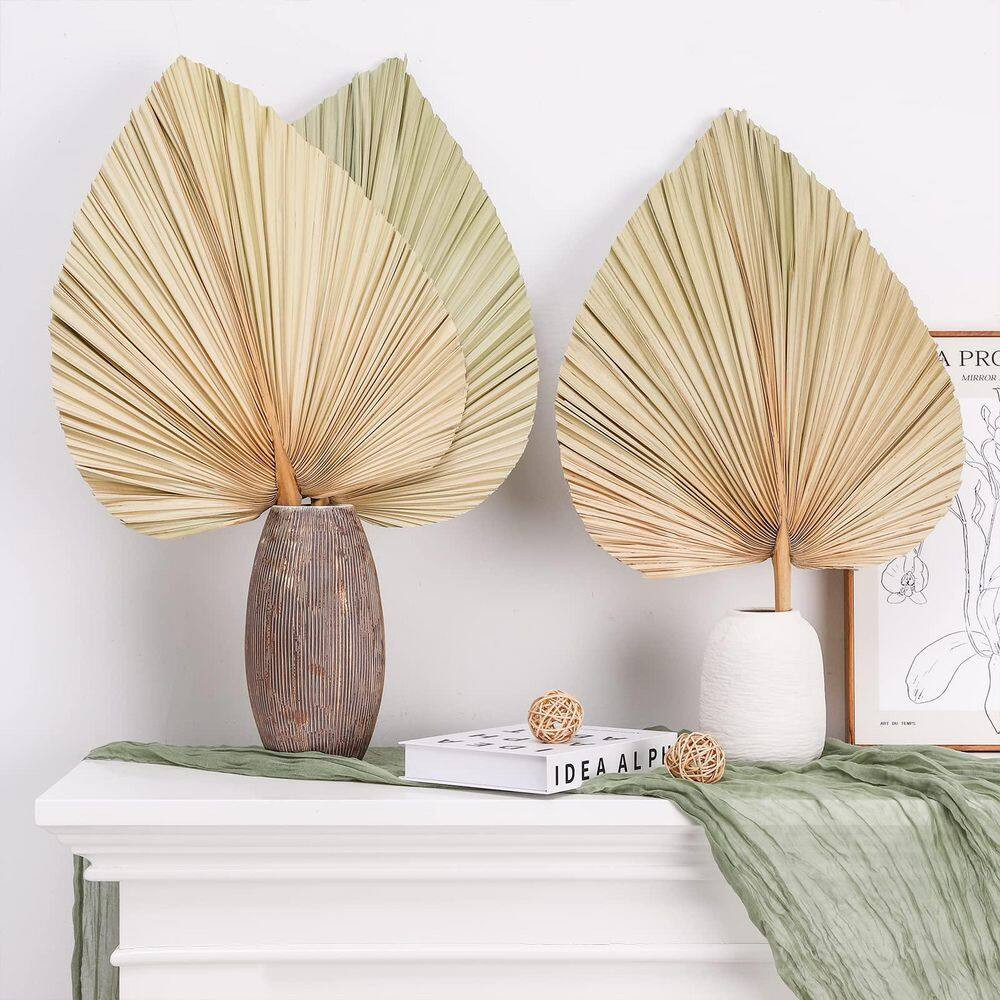 3 in Boho Natural Dried Palm Spear Brown Artificial Plant 10 Piece Tropical Leaf