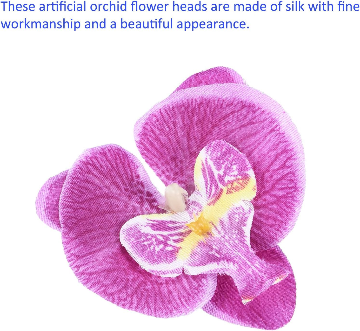 40 Pack Artificial Silk Butterfly Orchid Flower Heads – for Event Decoration, Ap