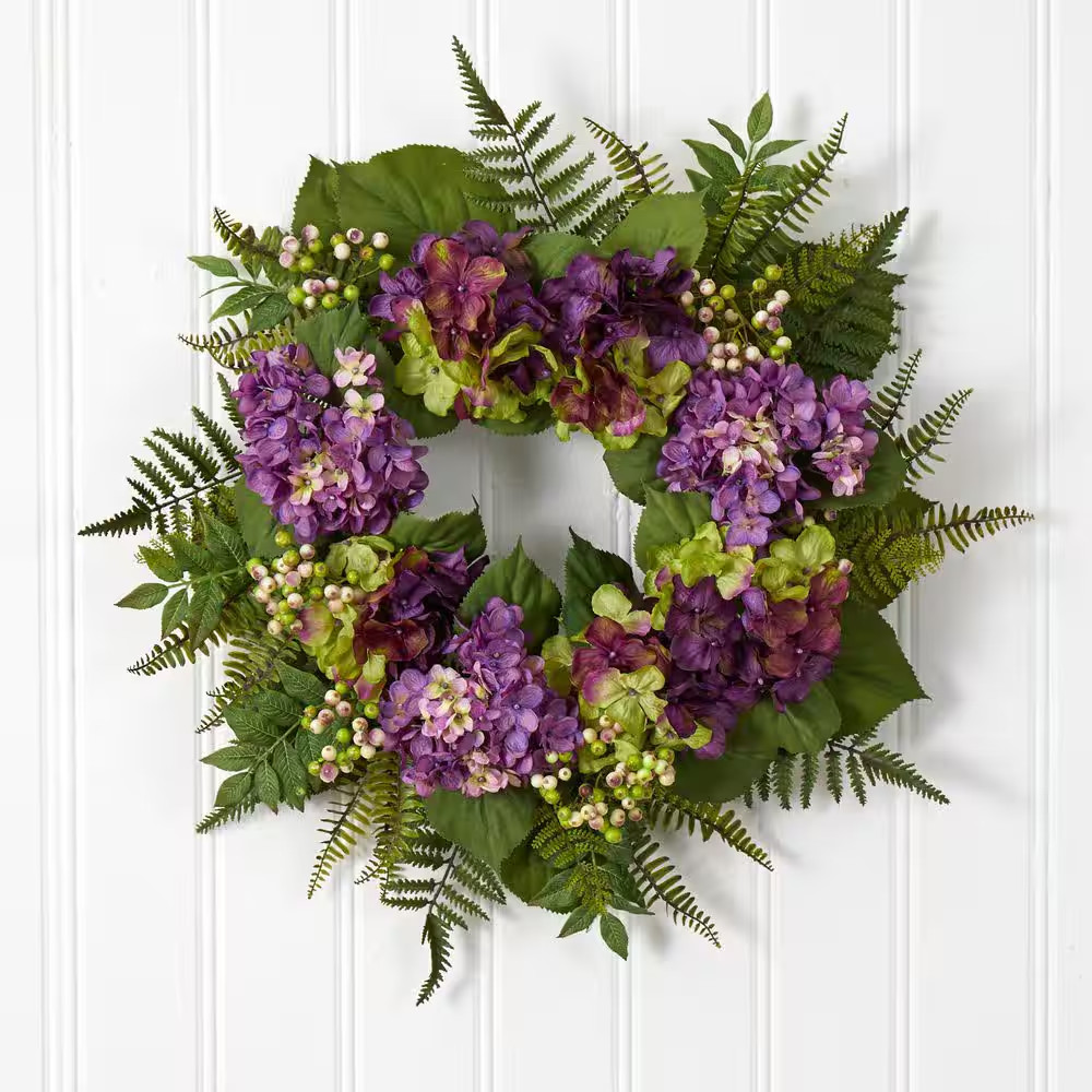 24 In. Artificial Hydrangea Berry Wreath