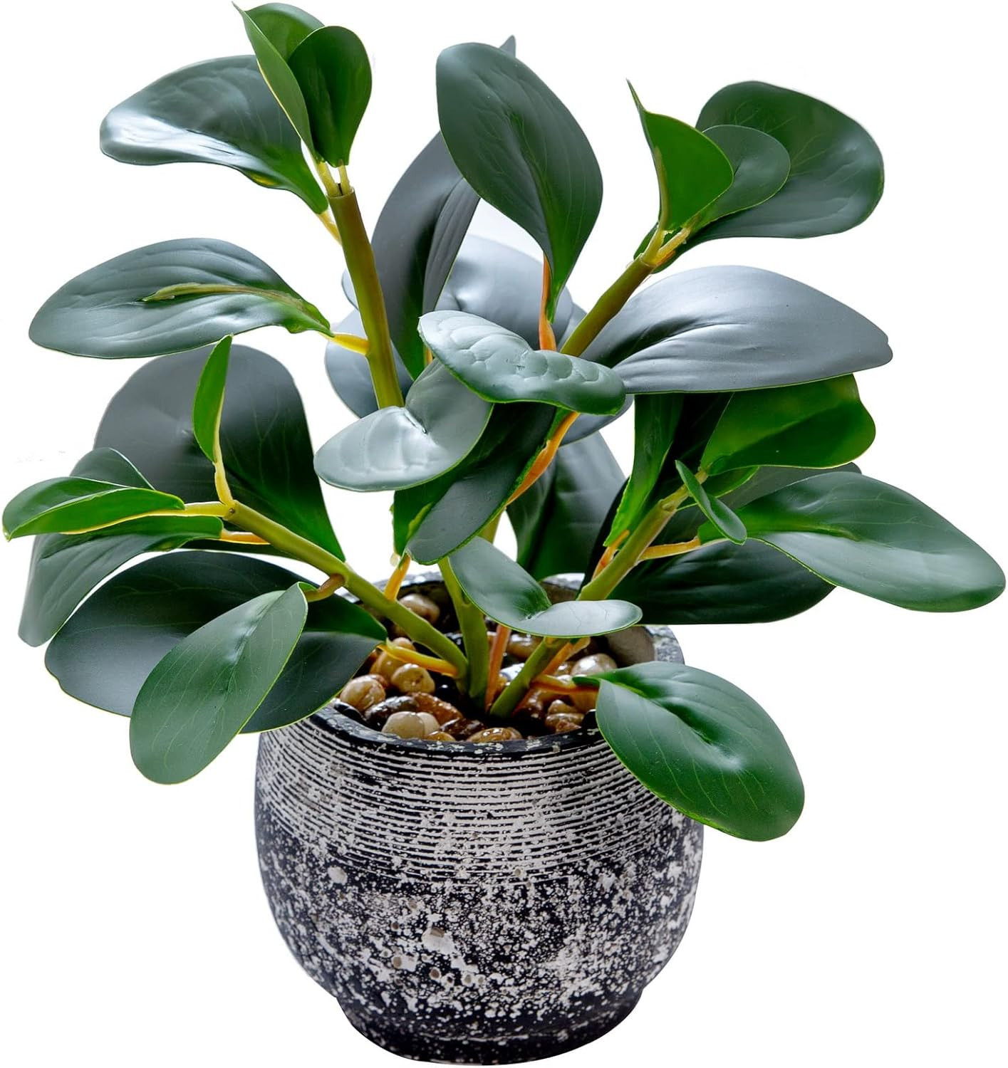 Artificial Plants Potted Real Looking Small Faux Plant with Rustic Black Cement