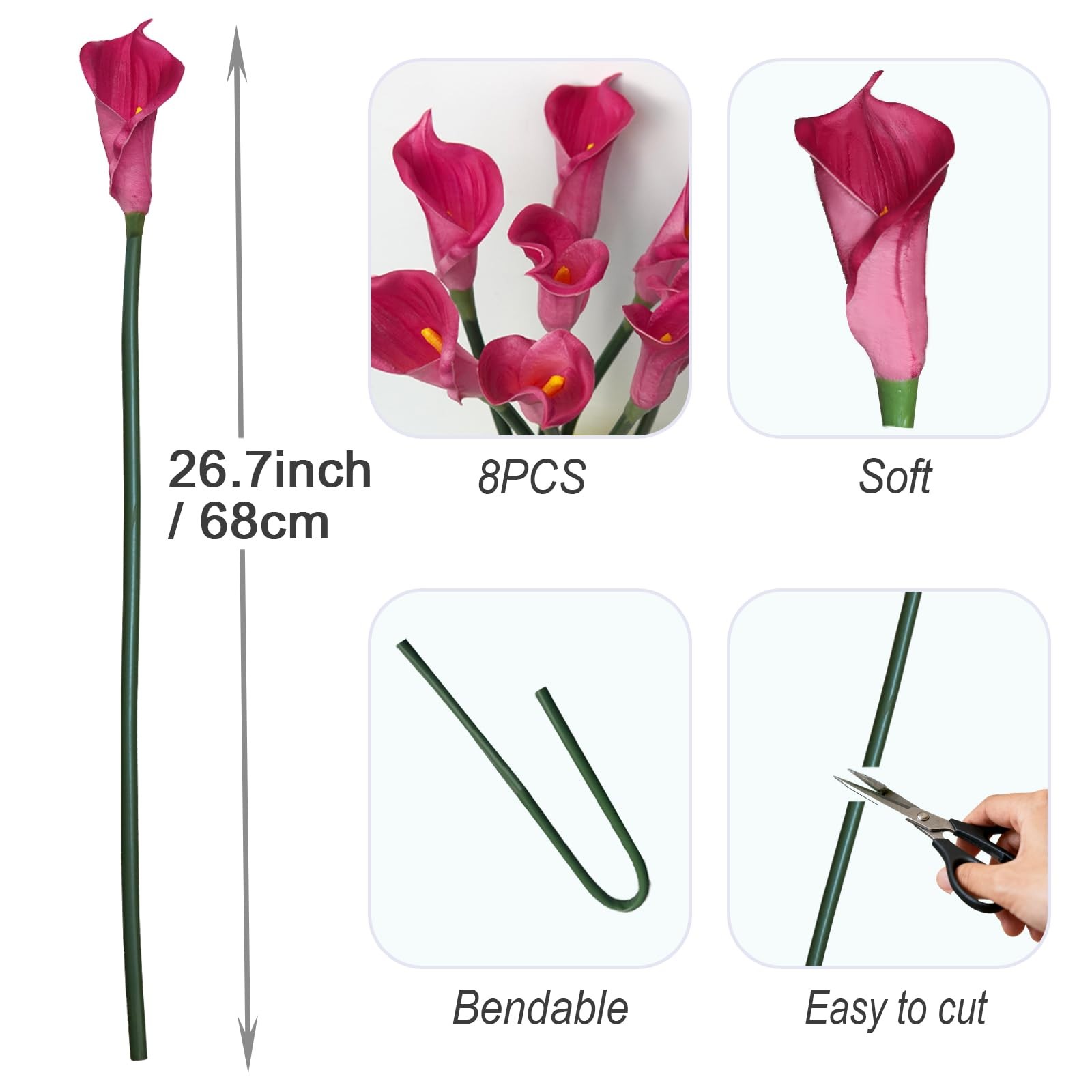 Calla Lily Artificial Flowers 8 Pcs Calla Lily (Purple)