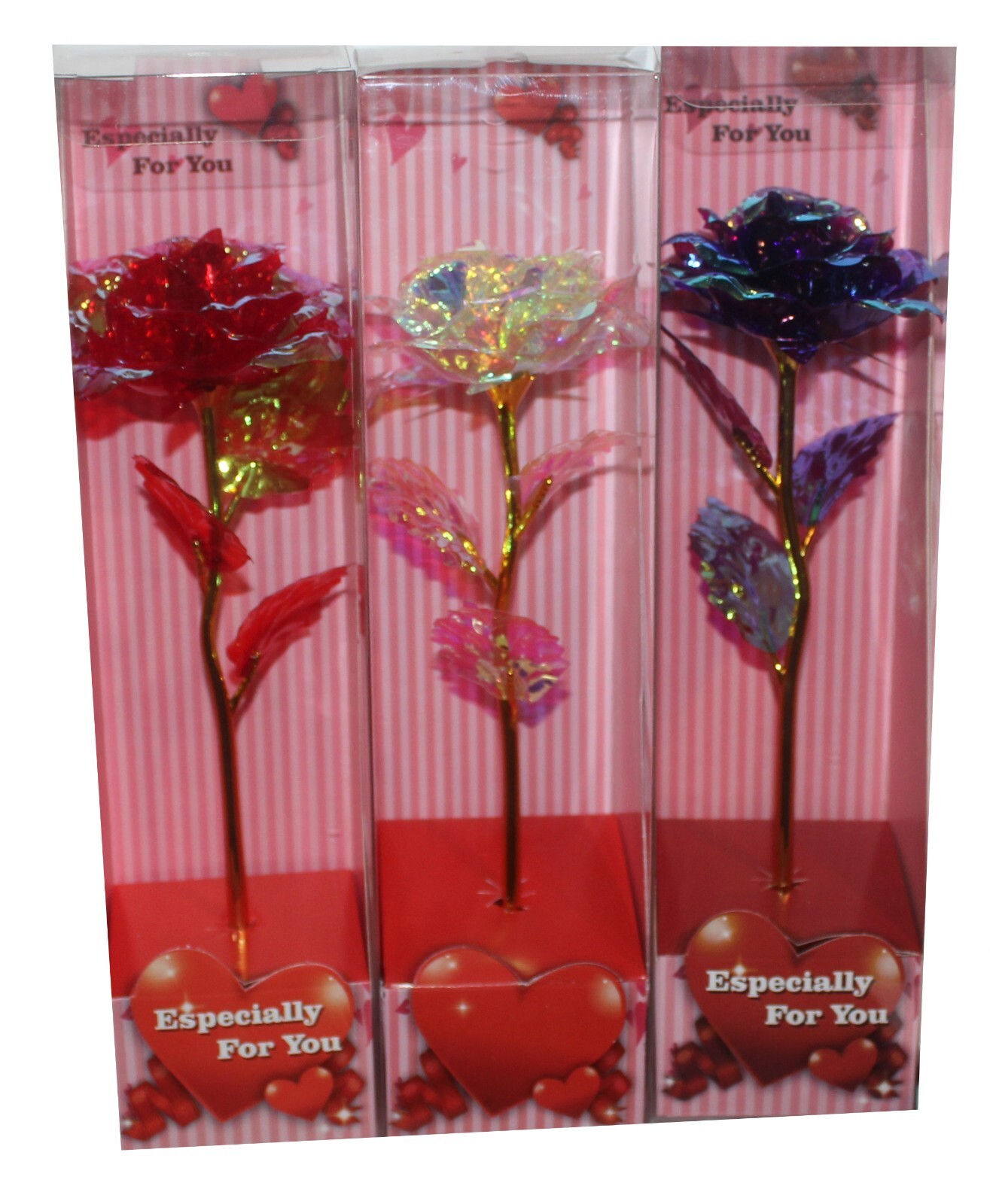 Set of 3 Light Up Roses, 9″ Mothers Day Friendship, Patriotic Love in Gift Box