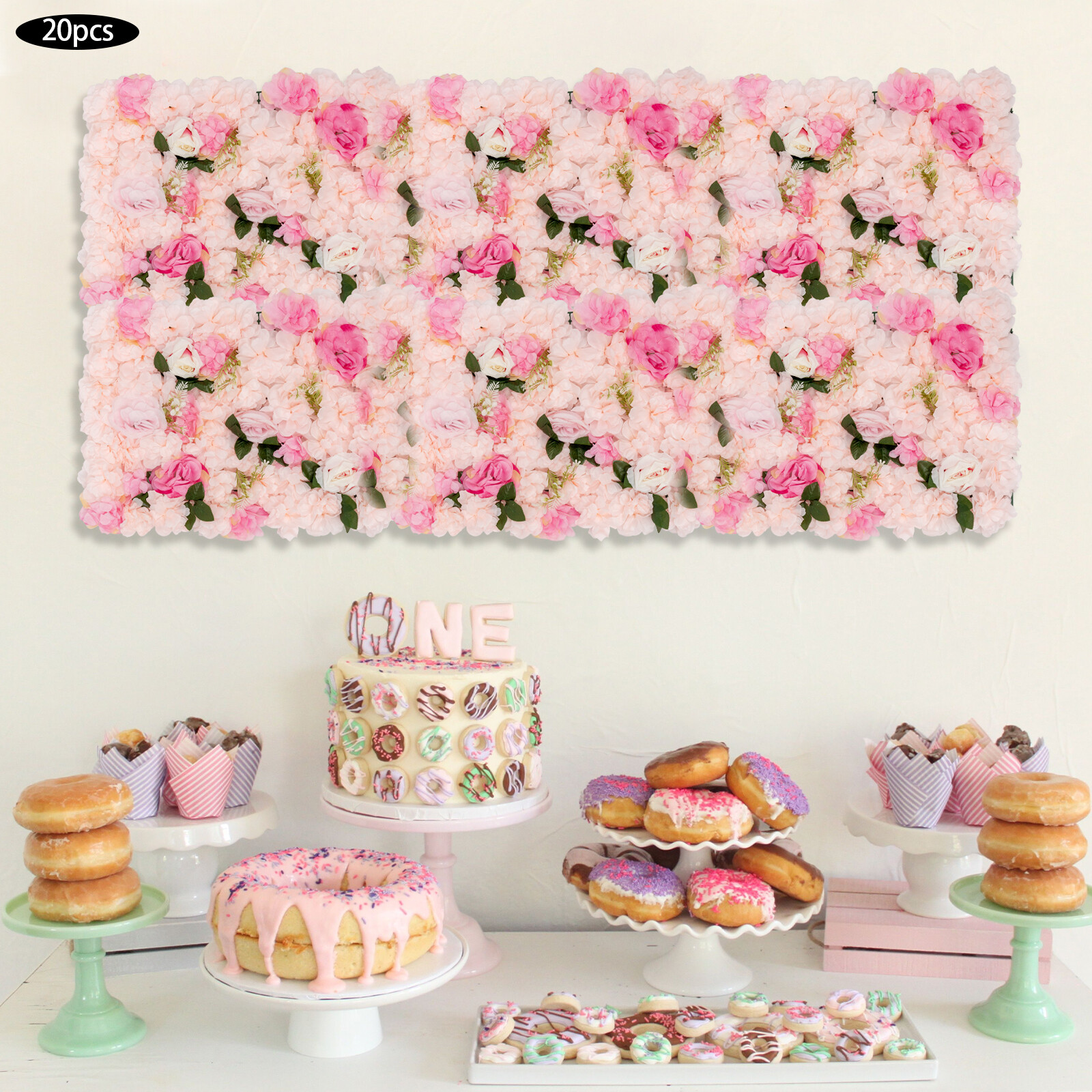 Artificial Rose Hydrangea Flower Wall Panels Wedding Backdrop 60 x40cm 12PCS