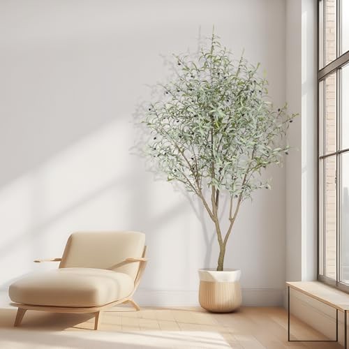 Olive Trees Artificial Indoor, 7FT Tall Faux Olive Tree, Fake Potted Olive 7ft