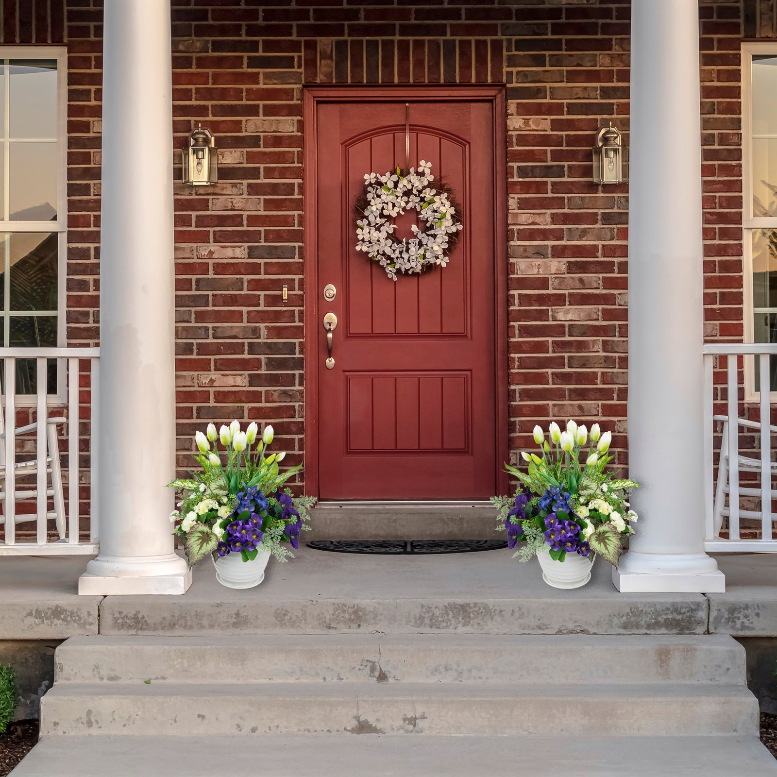 Northlight Real Touch™ White Green Tulip Floral Bundles Set of 6 – 18″