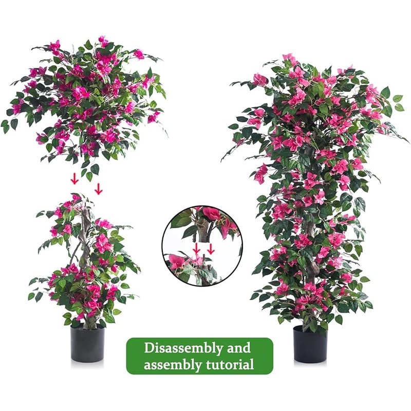 Artificial Bougainvillea Tree Faux Plant Indoor Outdoor Decor Low Maintenance US