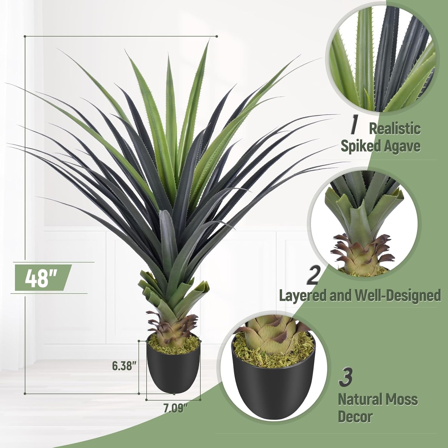 4Ft Faux Spiked Agave Plant – Perfect Indoor/Outdoor Decor for Home & Office