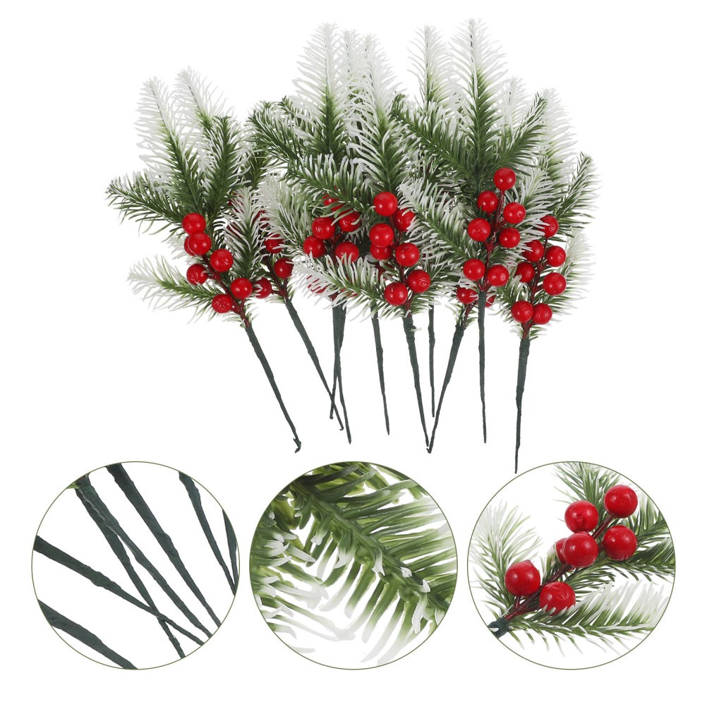 10Pcs Reusable Artificial Christmas Berry Stems for Decor Assorted Color PVC