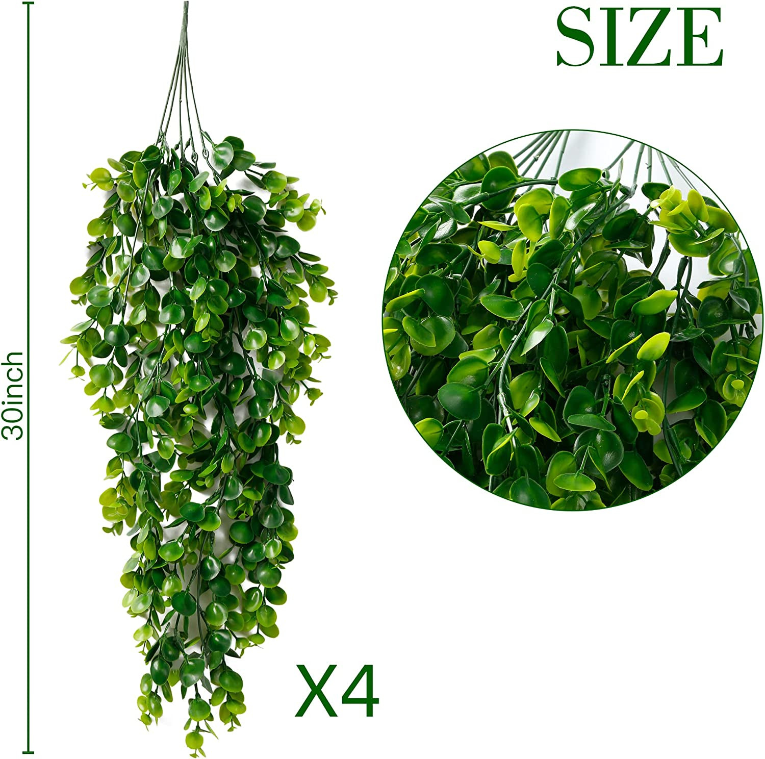 4 Pack Artificial Eucalyptus Plants UV Resistant Hanging Decor for Indoor Out…