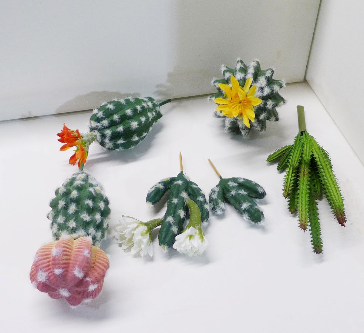 Artificial Plants Cactus Yellow Flower Flocking Succulents Grass (#122)