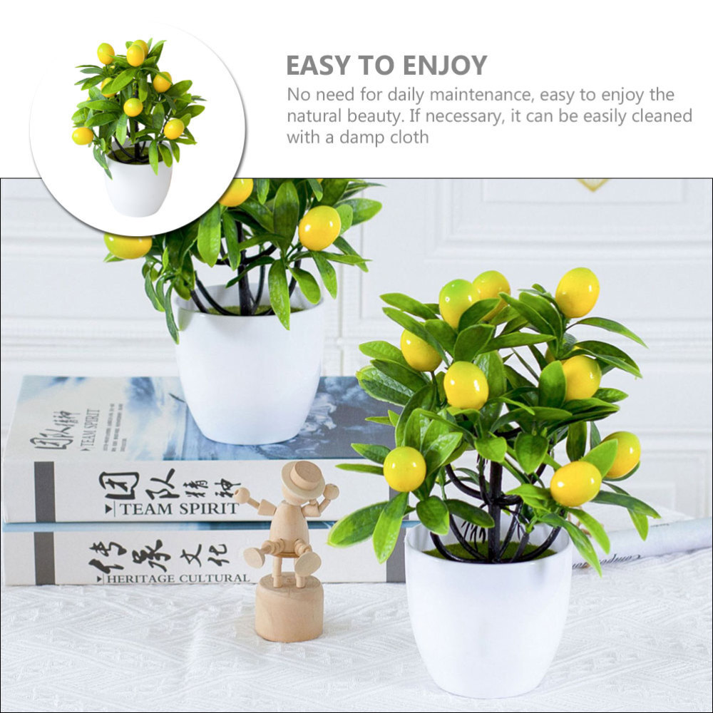 Mini Lemon Tree Potted Plant Simulation Bonsai Bride Living Room Ornaments