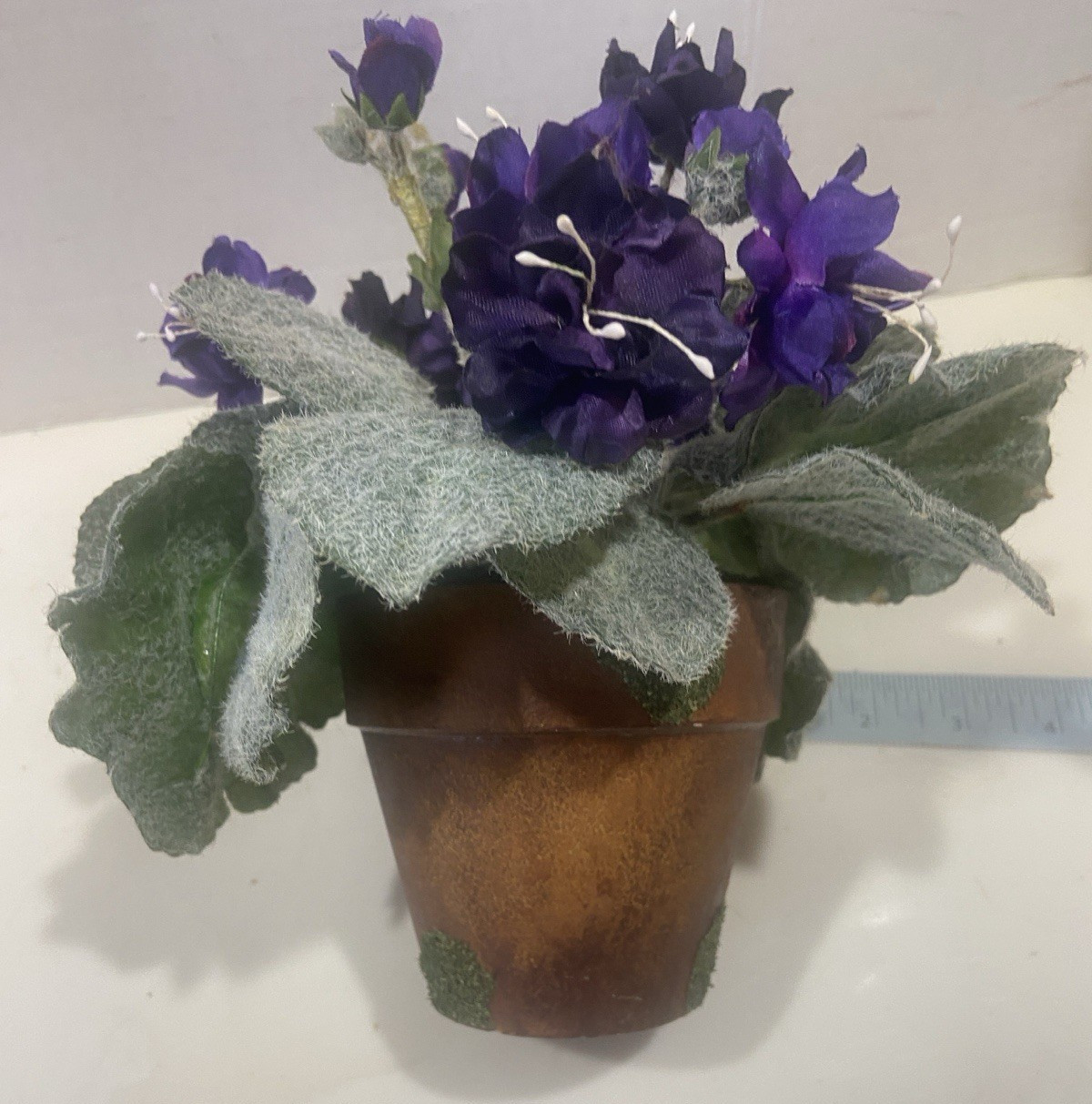 Faux African Violet in Planter 8x8x8″