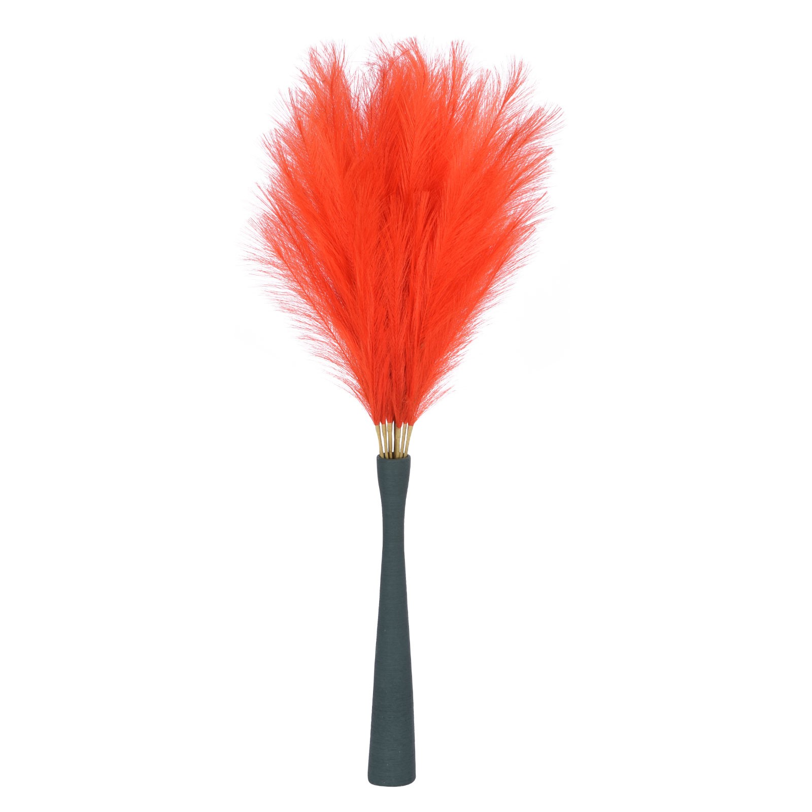 8PCS Faux Pampas Grass Tall, 45″/114cm Artificial Fluffy Grass Stems, Orange