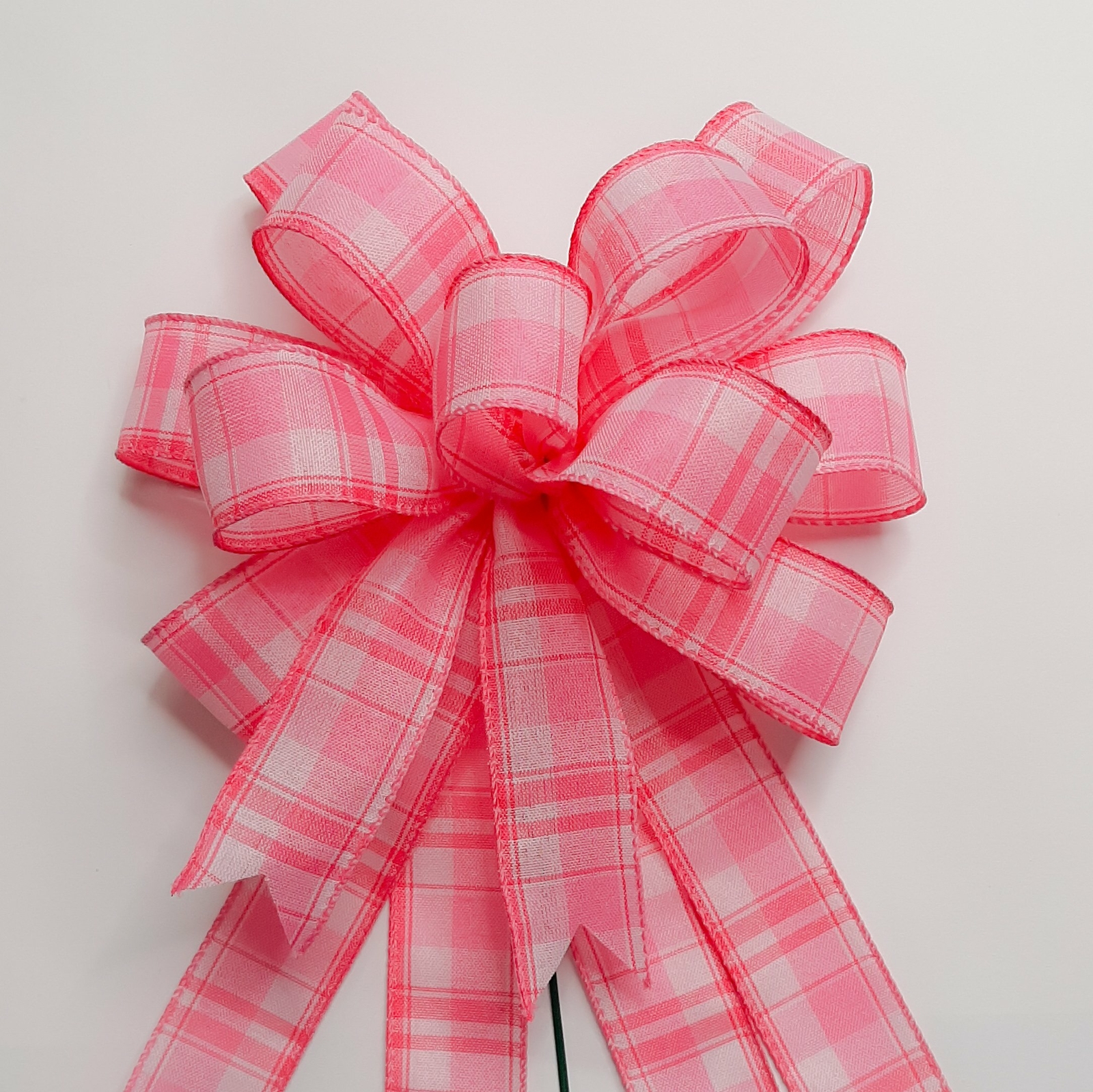 Spring Bow, Pink, Plaid, Fuchsia
