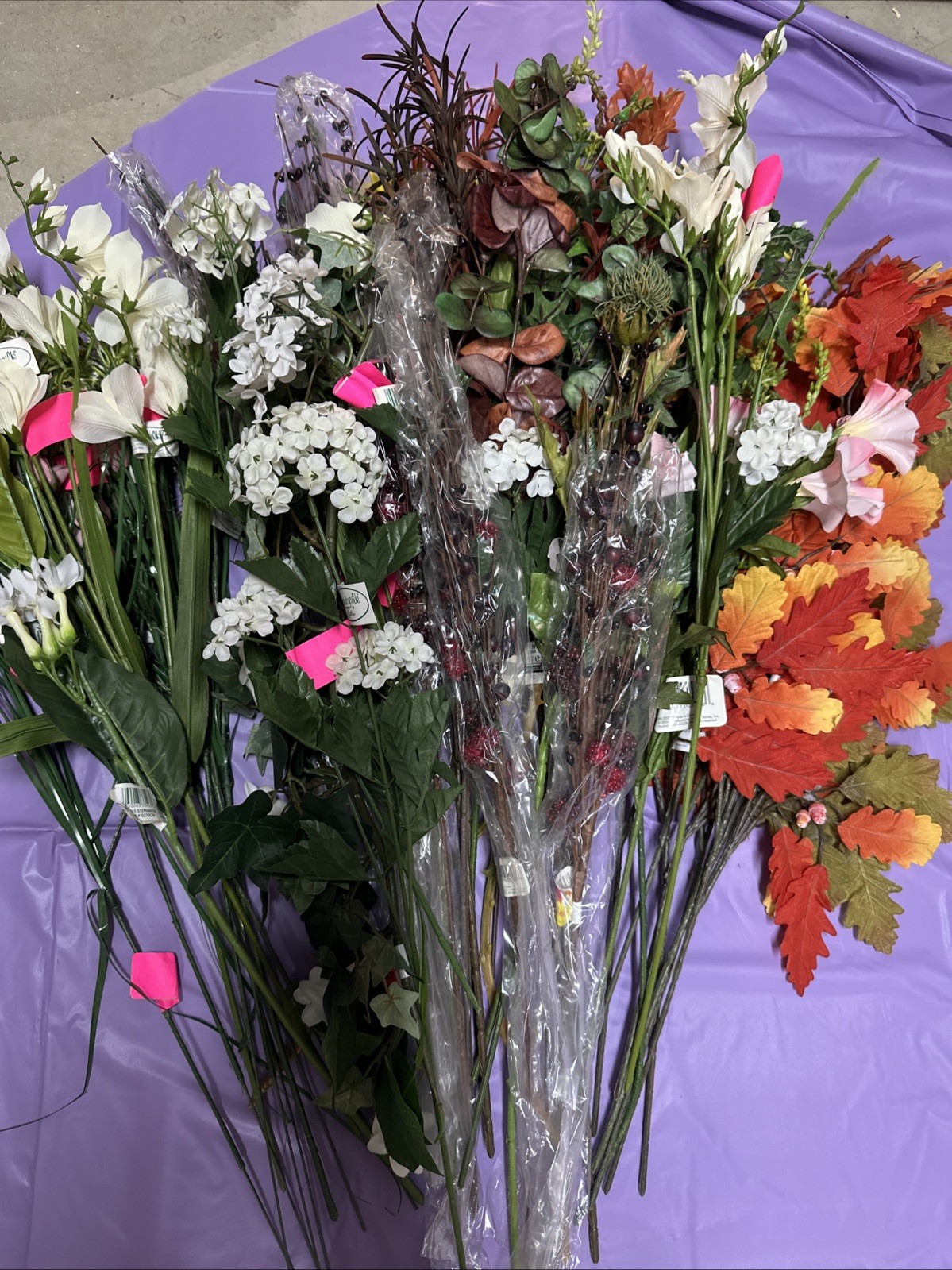 #A11 Lot 1 artificial flowers and leaves for decorations 3+ lbs