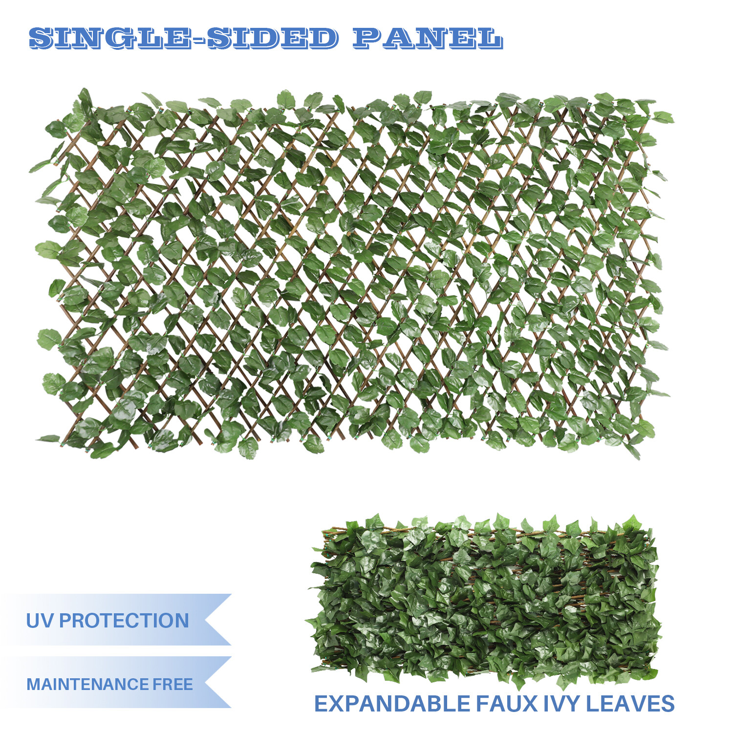 Artificial 15″x48″ Expandable Faux Ivy Leaf Single Fence Panel Home Garden Decor