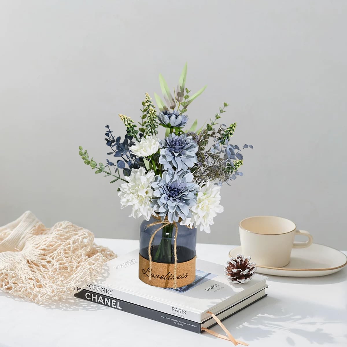 Fake Flowers in Vase,Silk Dahlias in Vases,Flower Arrangements for Table,Used…