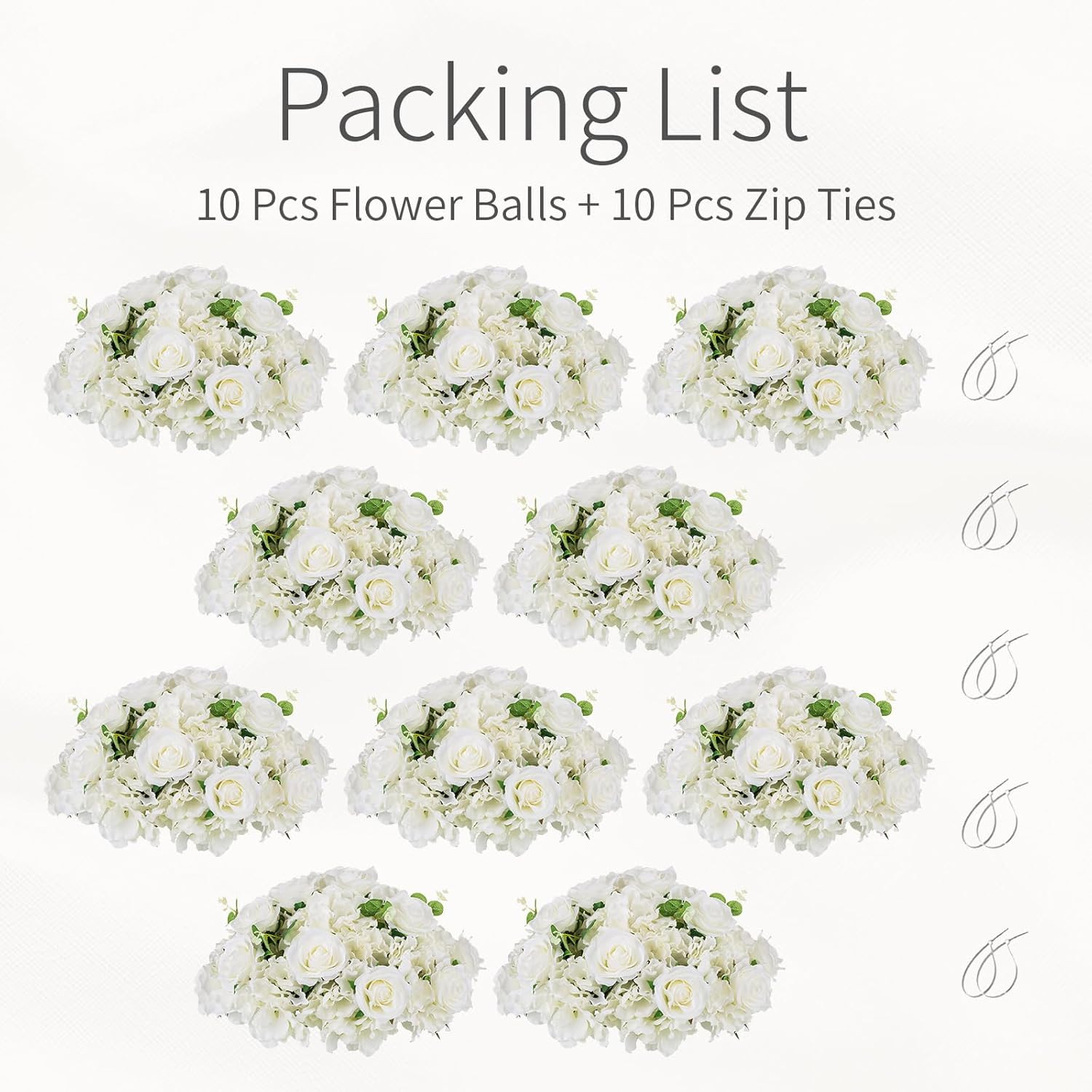 Elegant White Flower Balls – 10 PCS 15.7″ Centerpieces for Weddings & Events