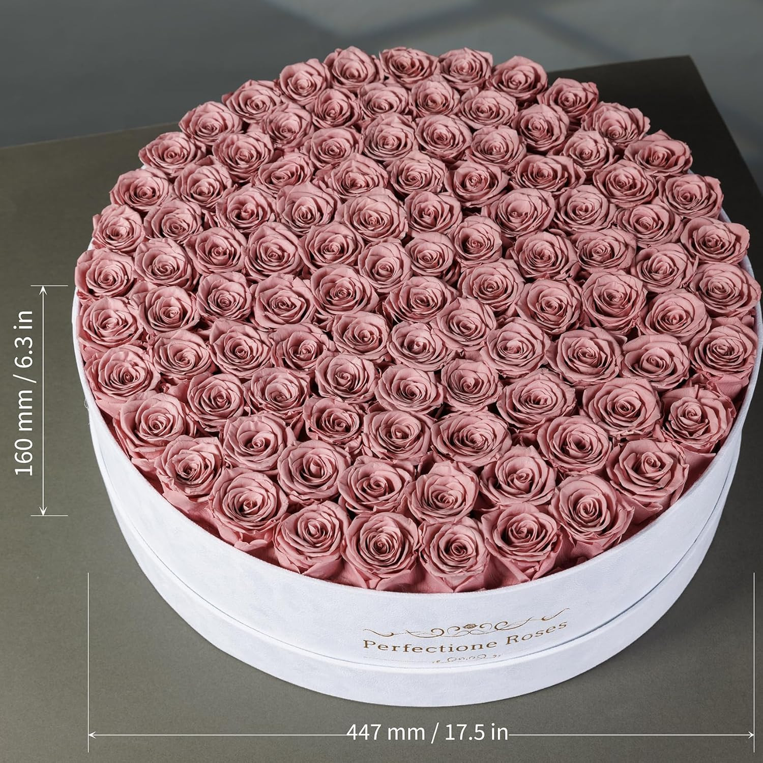 100 Dusty Rose Preserved Roses in Velvet Box – Perfect Gift for Her