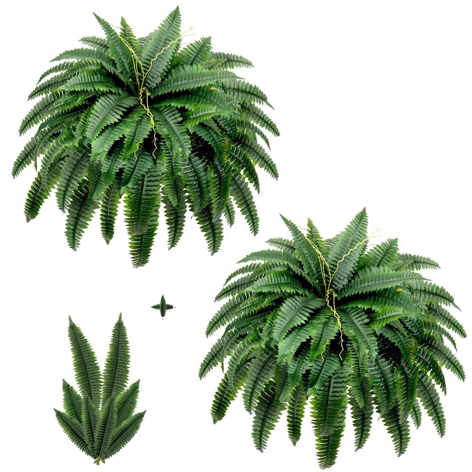 Artificial Boston Fern Bush Set of 2 45Inch Fake Ferns with 55 Fronds
