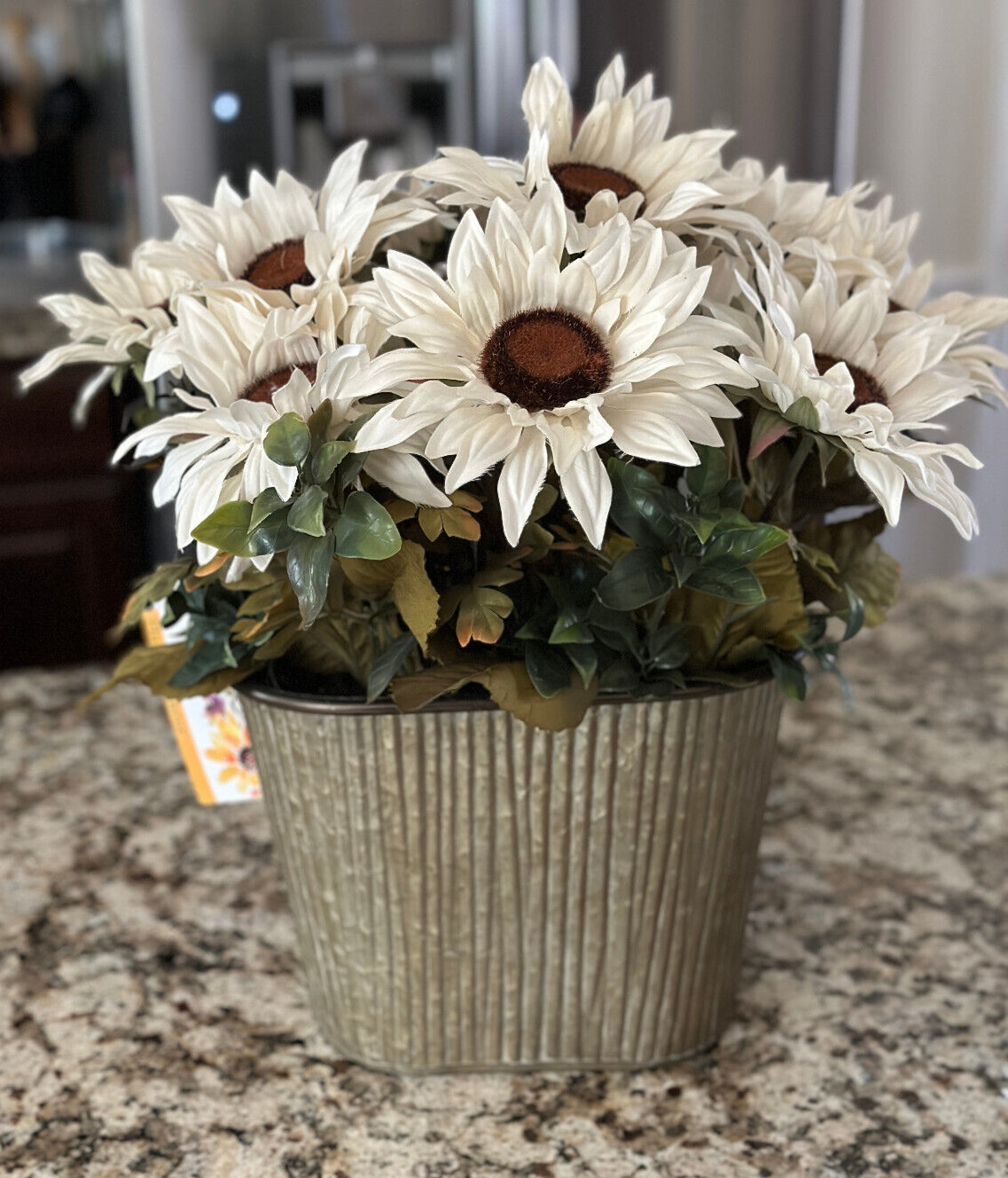 FALL Farmhouse Centerpiece by Harvest Decor WHITE SUNFLOWERS ARRANGEMENT NWT