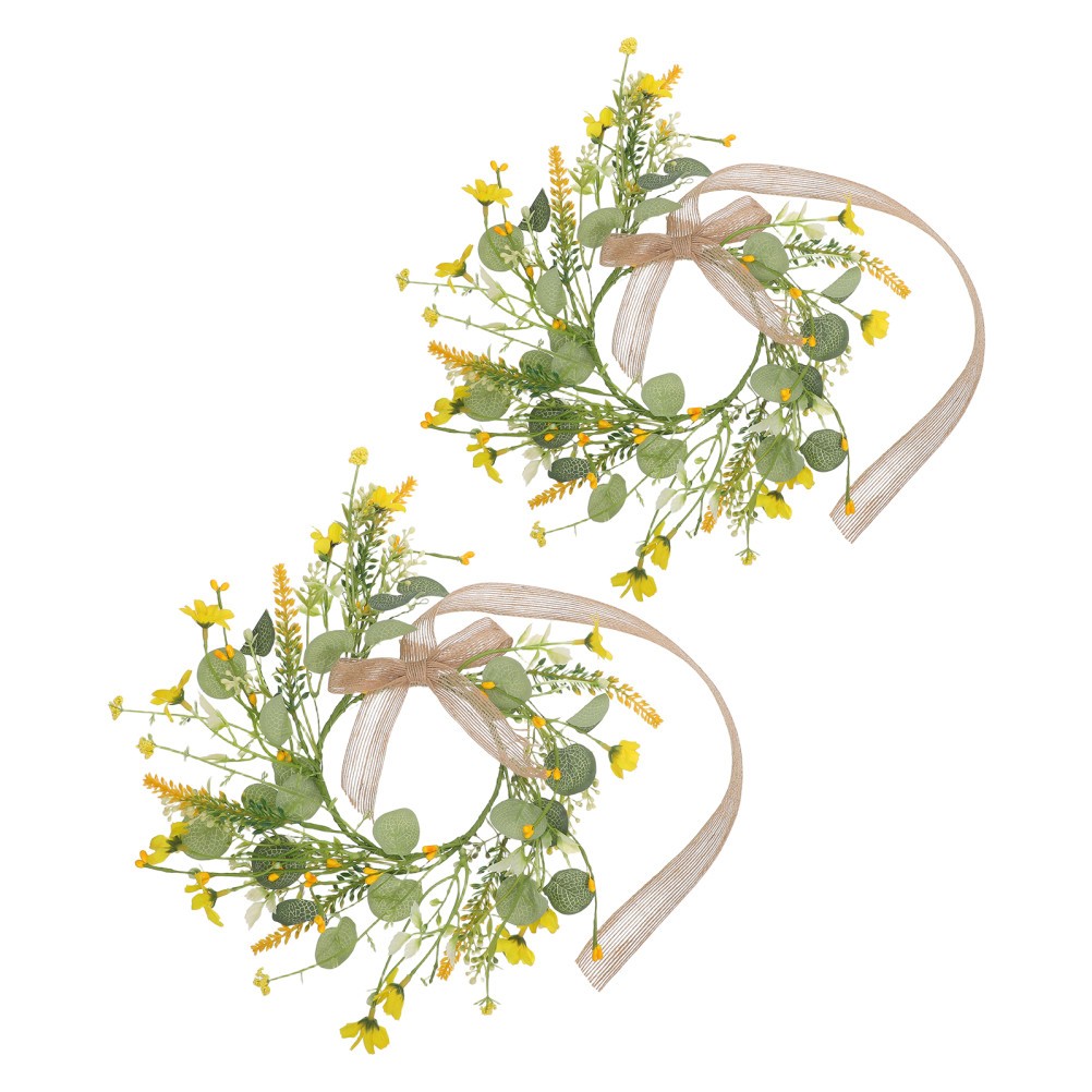 2Pcs Colorful Reusable Floral Wreaths for Spring Party Decorations