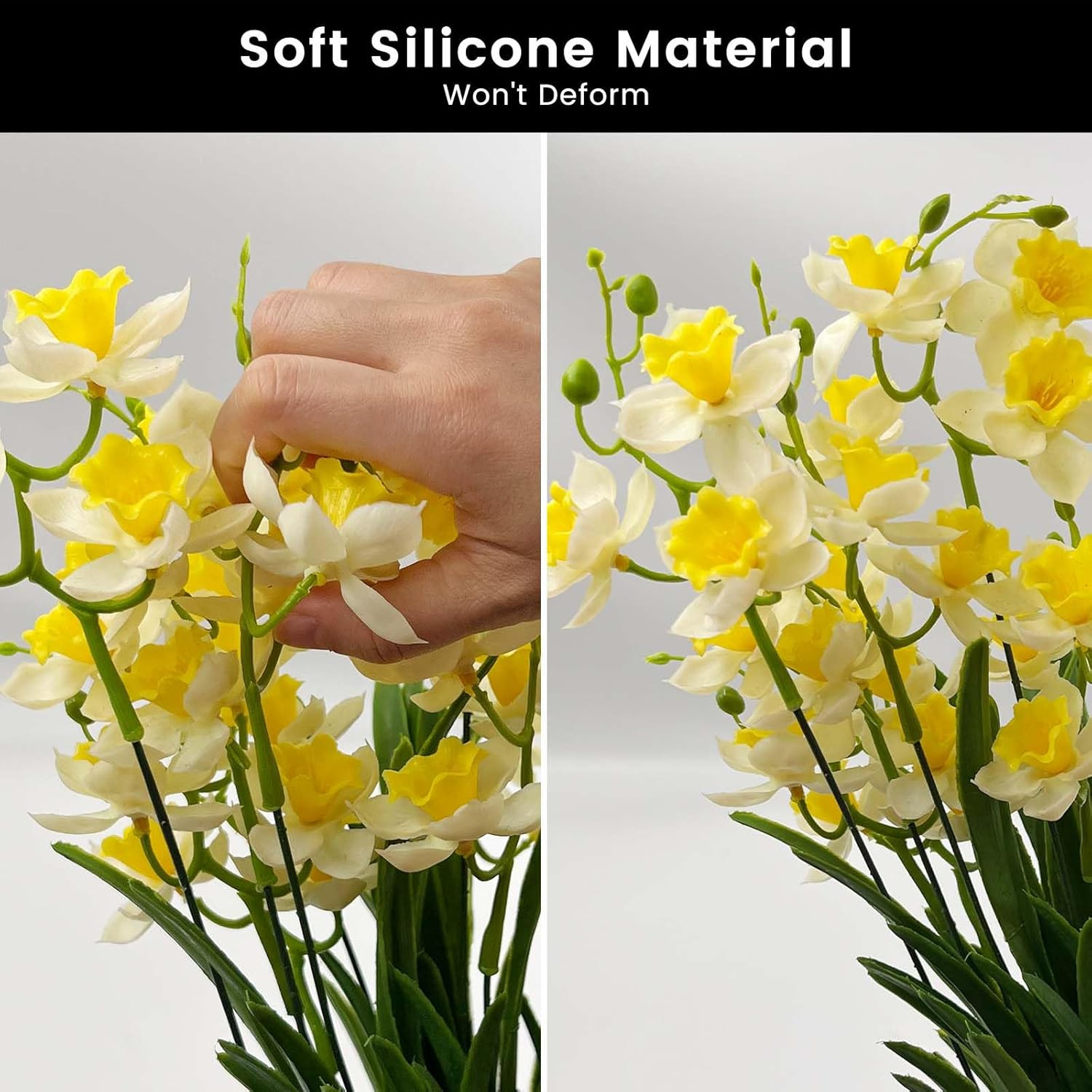 2 Bunches 42 Heads Artificial Daffodils, 58Cm/22 Long Stem Artificial Spring Flo