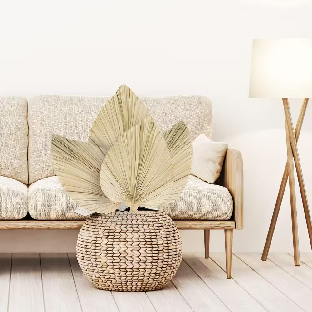 3 in Boho Natural Dried Palm Spear Brown Artificial Plant 10 Piece Tropical Leaf